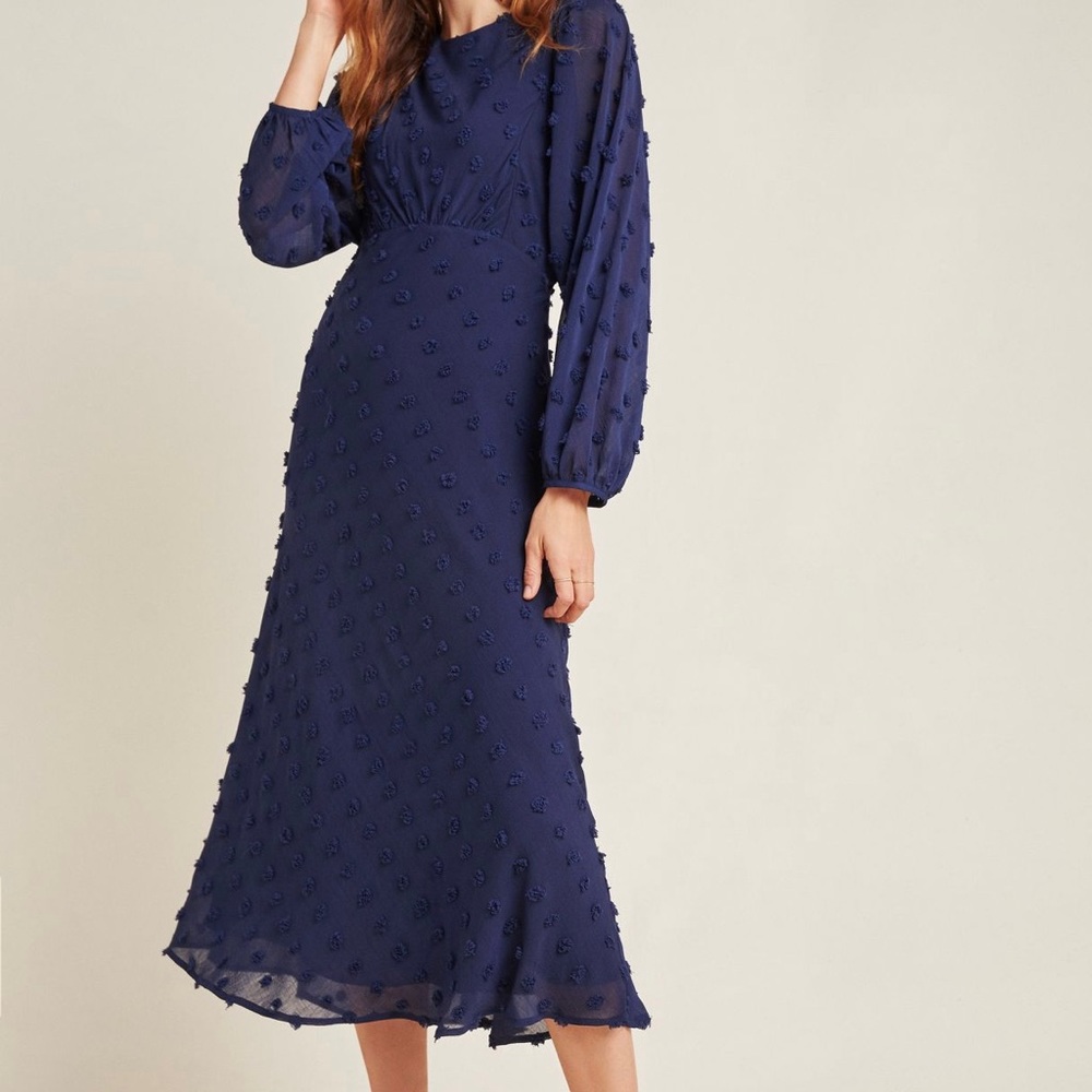 Navy midi dress gently worn from anthropologie